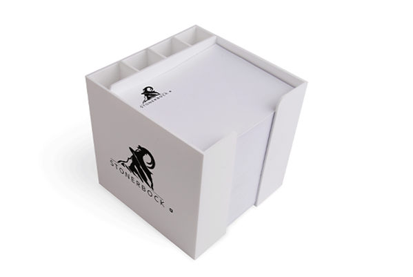 Zettelbox Classic Color 10 x 10 x 10 cm  mit Stifteköcher Siebdruck