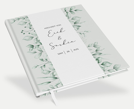 Gästebuch Hochzeit - Greenery "orange craft"