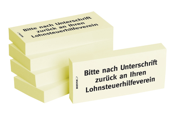 BIZSTIX® Business Haftnotizen "Bitte nach Unterschrift zurück an Ihren Lohnsteuerhilfeverein"