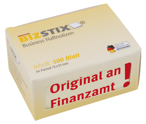 BIZSTIX® Business Haftnotizen "Original an Finanzamt"