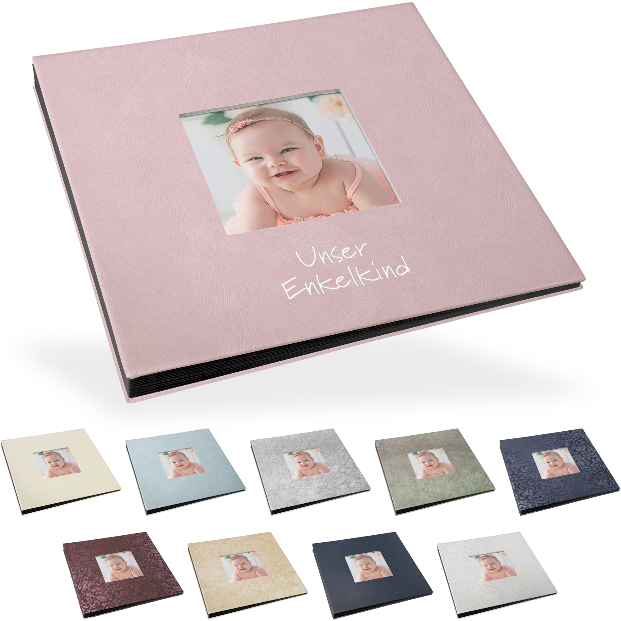 Blockalbum 22 x 22 cm, schwarze Inhaltsseiten, mit Bilddurchstanzung