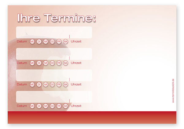 Terminzettel "bissfest" - 4 Termine mit Wochentagen