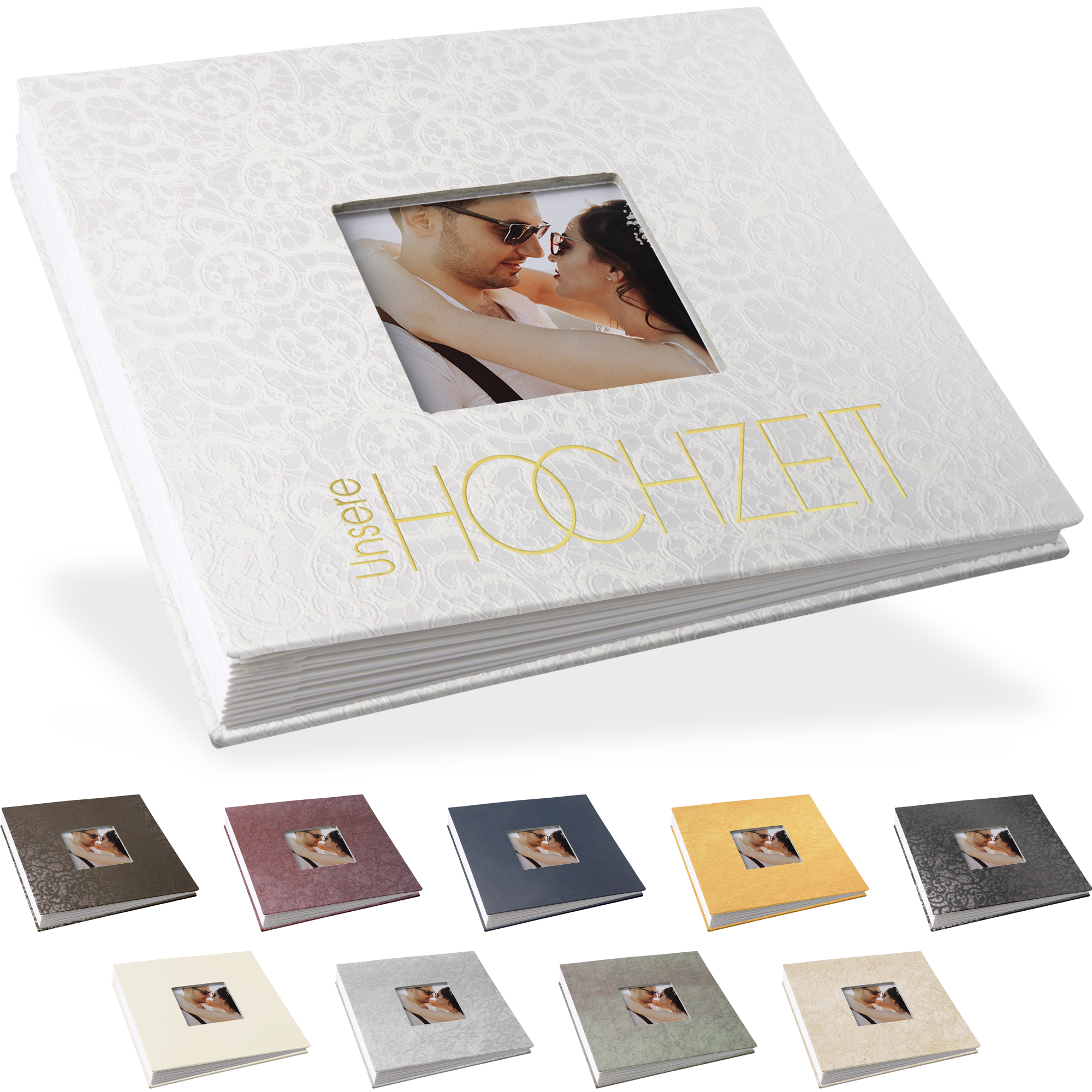 Blockalbum 16 x 16 cm, weiße Inhaltsseiten, mit Bilddurchstanzung