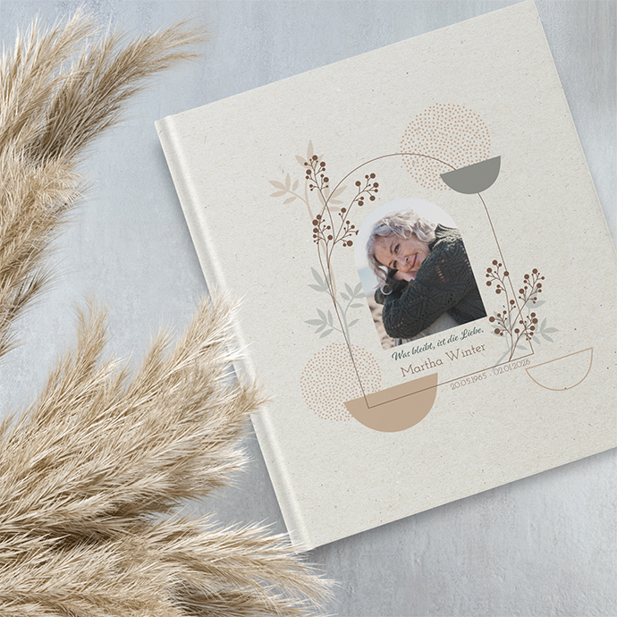 Kondolenzbuch -  Boho - Stone Bloom