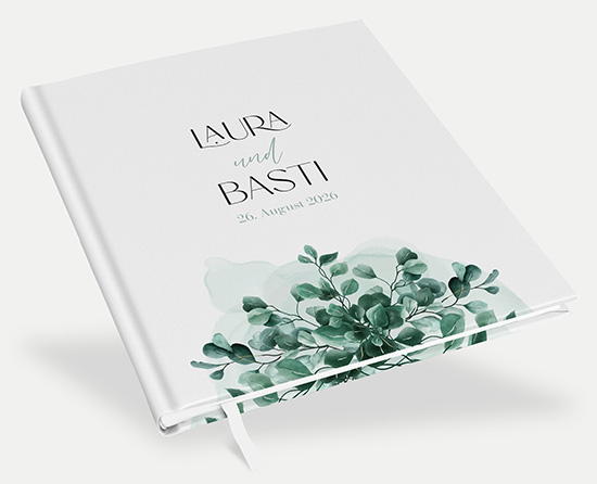 Gästebuch Hochzeit - Greenery "Evergreen Mint"