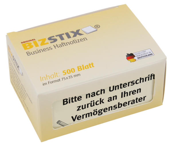 BIZSTIX® Business Haftnotizen "Bitte nach Unterschrift zurück an Ihren Vermögensberater" BIZSTIX® Business Haftnotizen "Bitte nach Unterschrift zurück an Ihren Vermögensberater"