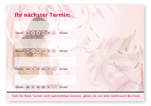 Terminzettel "natürlich schön" - 4 Termine mit Wochentagen Terminzettel "natürlich schön" - 4 Termine mit Wochentagen