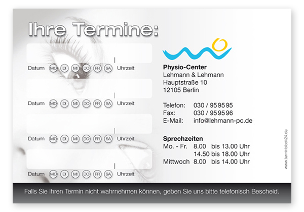 Terminzettel "Augenblick" - 4 Termine mit Wochentagen