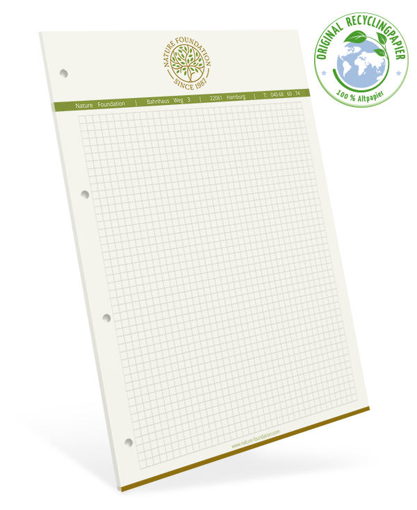 100404024009 Notizblock Recycling DIN A4 + 4-fach Abheftlochung Notizblock Recycling DIN A4 + 4-fach Abheftlochung