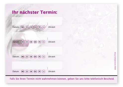 Terminzettel "Focus" - 4 Termine mit Wochentagen