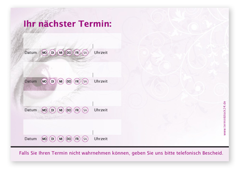 Terminzettel "Focus" - 4 Termine mit Wochentagen Terminzettel "Focus" - 4 Termine mit Wochentagen