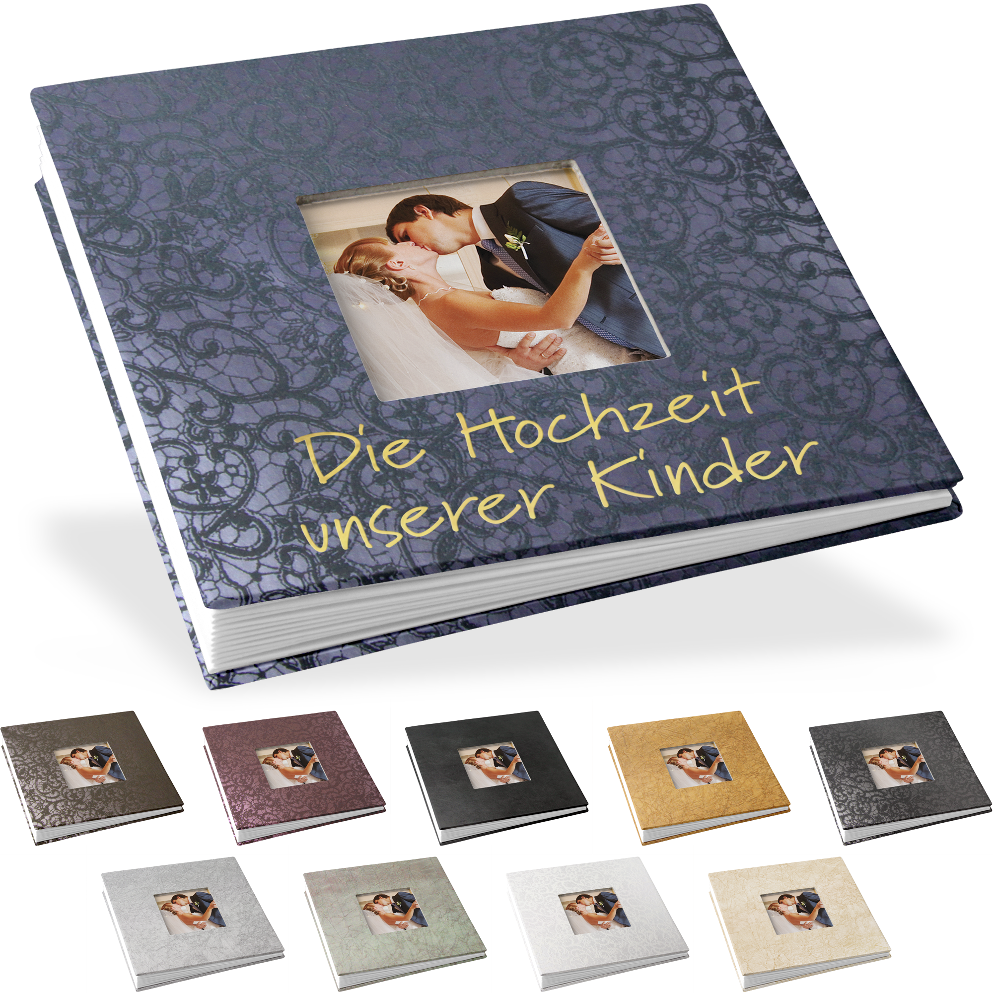 Blockalbum 12 x 12 cm, weiße Inhaltsseiten, mit Bilddurchstanzung