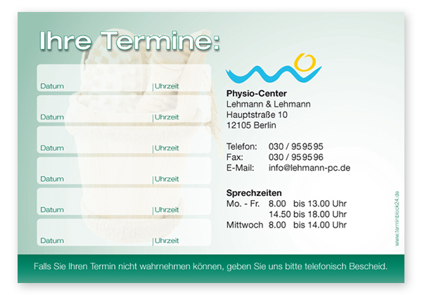 Terminzettel "Saunaliebe" - 6 Termine