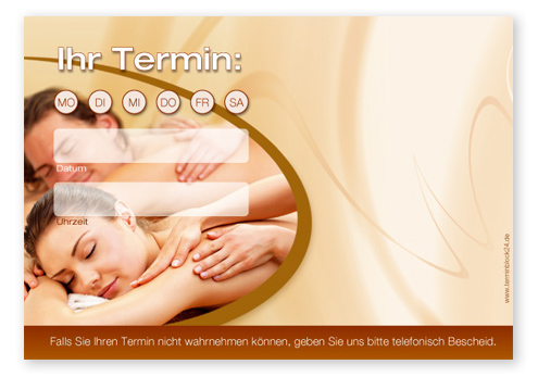 Terminzettel "Spa" - 1 Termin mit Wochentagen Terminzettel "Spa" - 1 Termin mit Wochentagen