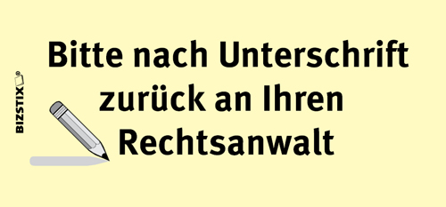 BIZSTIX® Business Haftnotizen "Bitte mit Unterschrift zurück an Ihren Rechtsanwalt" BIZSTIX® Business Haftnotizen "Bitte mit Unterschrift zurück an Ihren Rechtsanwalt"