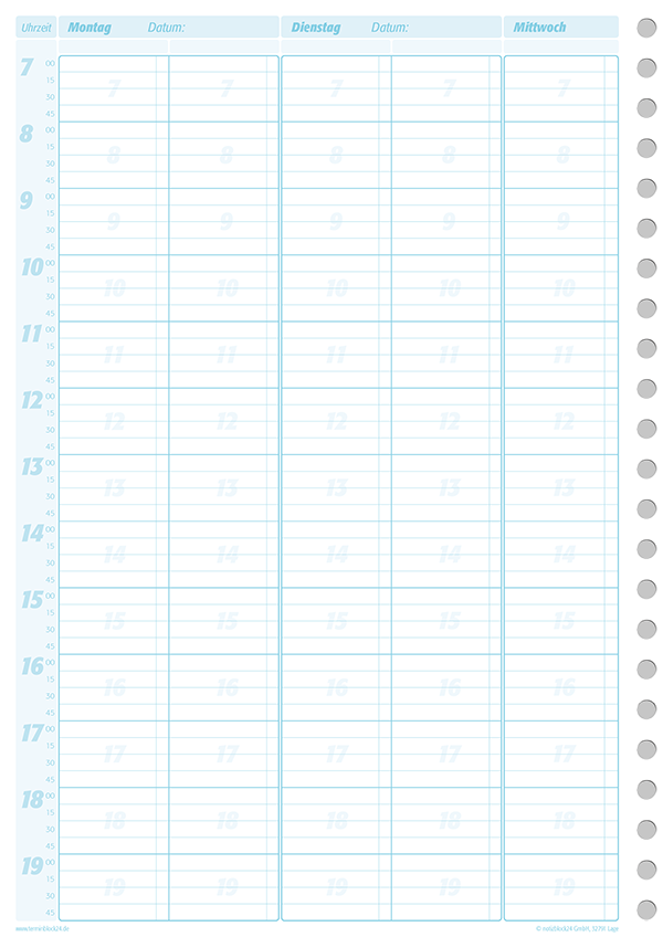 Terminplaner 2 Spalten - 15 Minuten-Takt