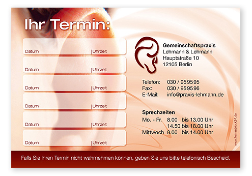 Terminzettel "hearing" - 6 Termine