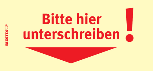 1301010101 BIZSTIX® Business Haftnotizen "Bitte hier unterschreiben!" (Pfeil nach unten) BIZSTIX® Business Haftnotizen "Bitte hier unterschreiben!" (Pfeil nach unten)