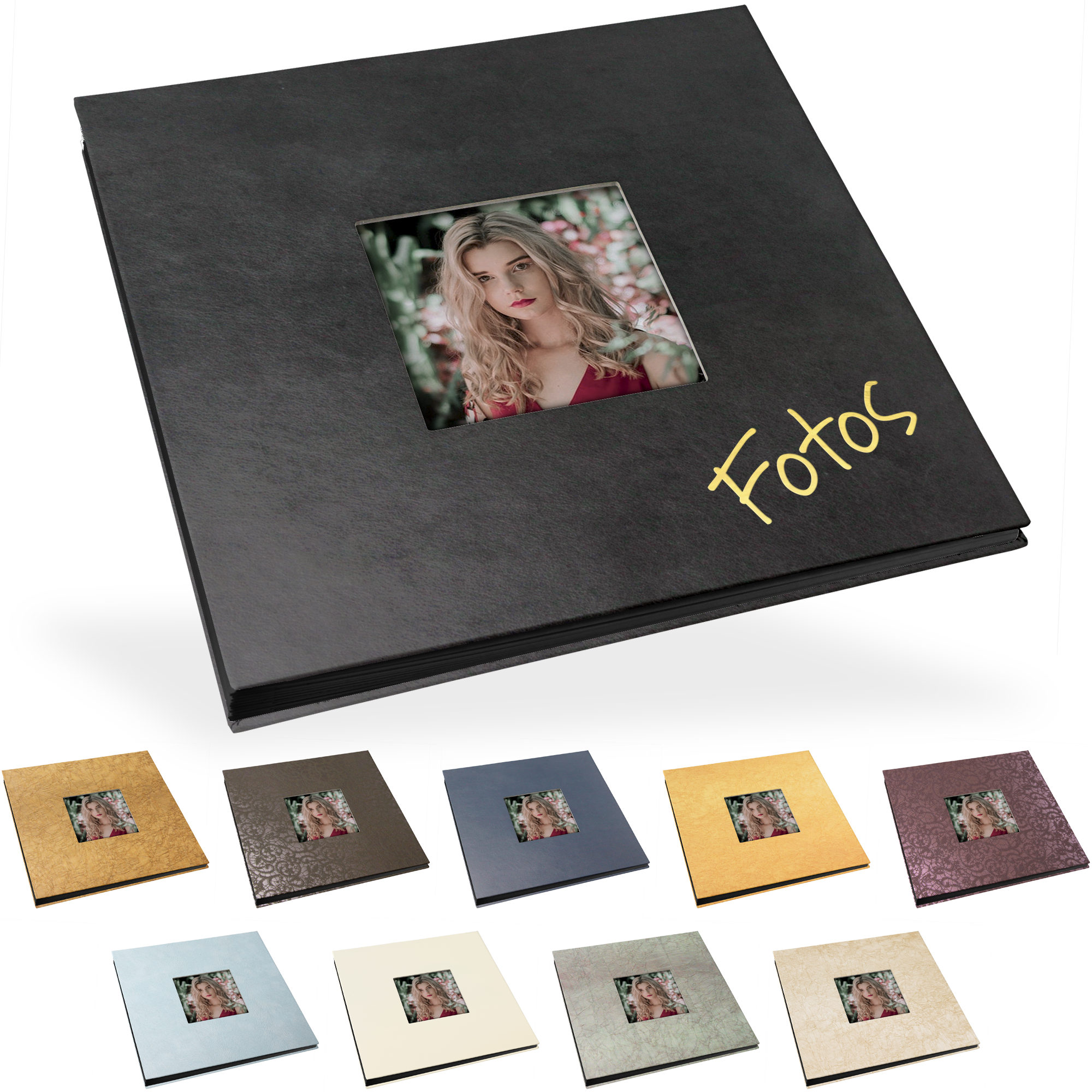 Blockalbum 24 x 24 cm, schwarze Inhaltsseiten, mit Bilddurchstanzung