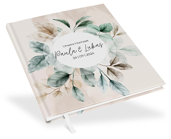 Gästebuch Hochzeit -  Aquarell "leaf & taupe"