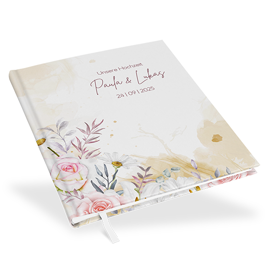 Gästebuch Hochzeit -  Aquarell "lily & rose"