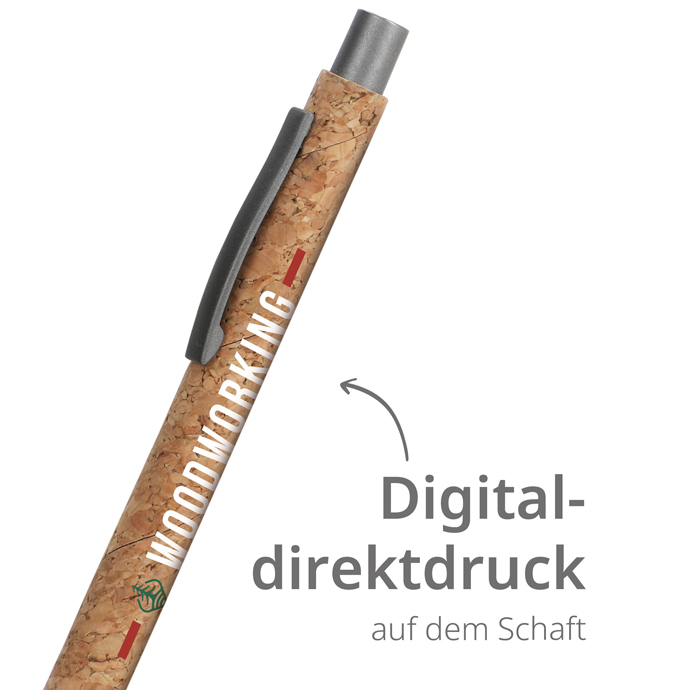Druckkugelschreiber Kork mit Metallclip