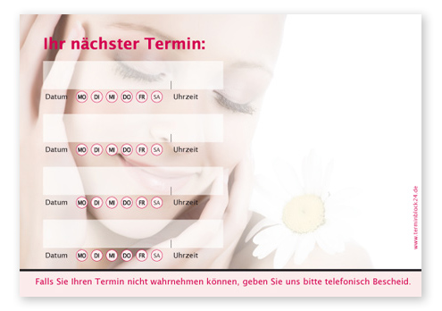 Terminzettel "natural Beauty" - 4 Termine mit Wochentagen