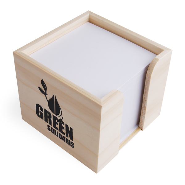 Zettelbox  aus echtem Holz 10 x 10 x 8,5 cm Siebdruck