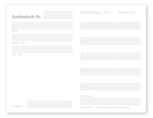 Kundenkarte "Spa" Kundenkarte "Spa"