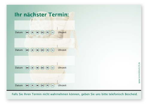 Terminzettel "Saunaliebe" - 4 Termine mit Wochentagen