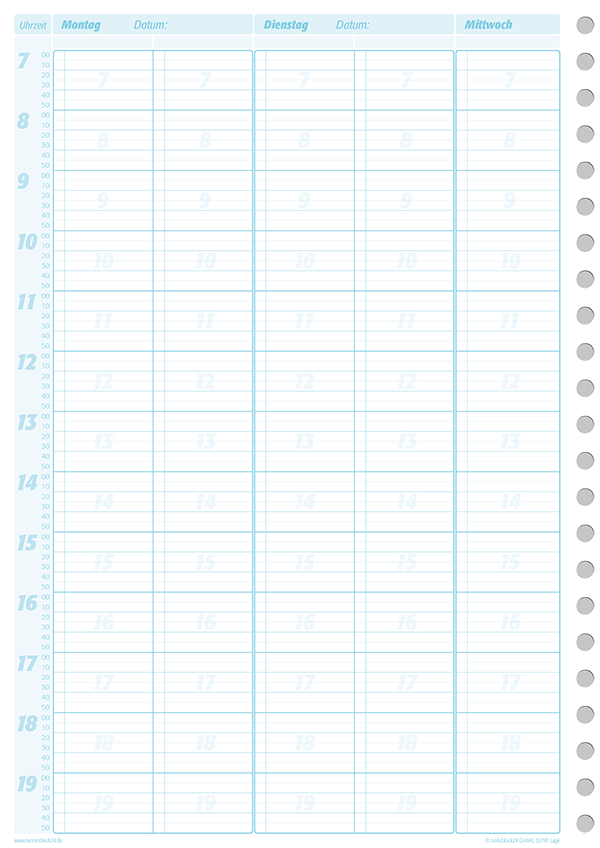 Terminplaner A4 - 2 Spalten - 10-Minuten-Takt
