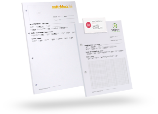 Messeberichtsblöcke mit Logo & Texteindruck