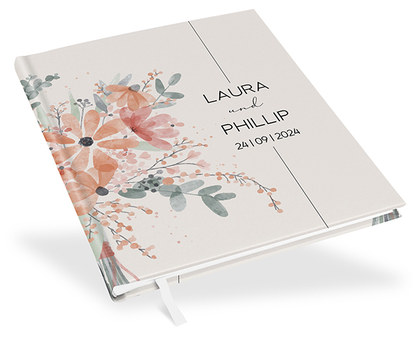 Gästebuch Hochzeit -  Aquarell "terracotta bloom"