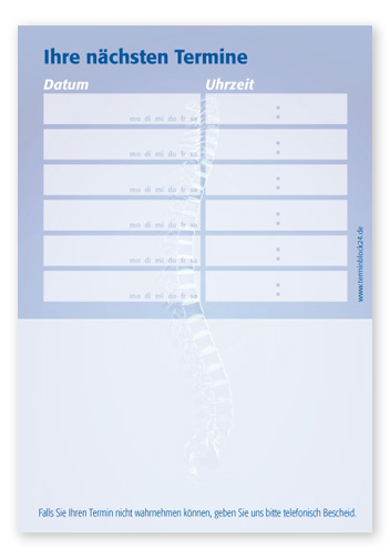 Terminzettel "Da Vinci" - 6 Termine mit Wochentagen