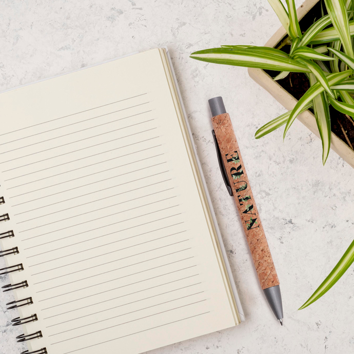 Druckkugelschreiber Kork mit Metallclip Druckkugelschreiber Kork mit Metallclip