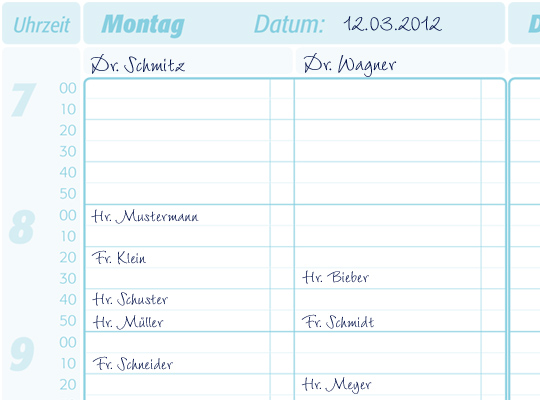 Terminplaner A4 - 2 Spalten - 10-Minuten-Takt