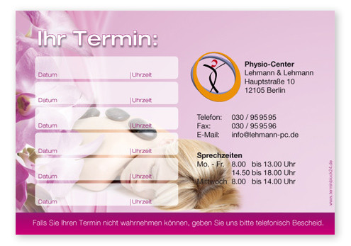 Terminzettel "hotstone" - 6 Termine