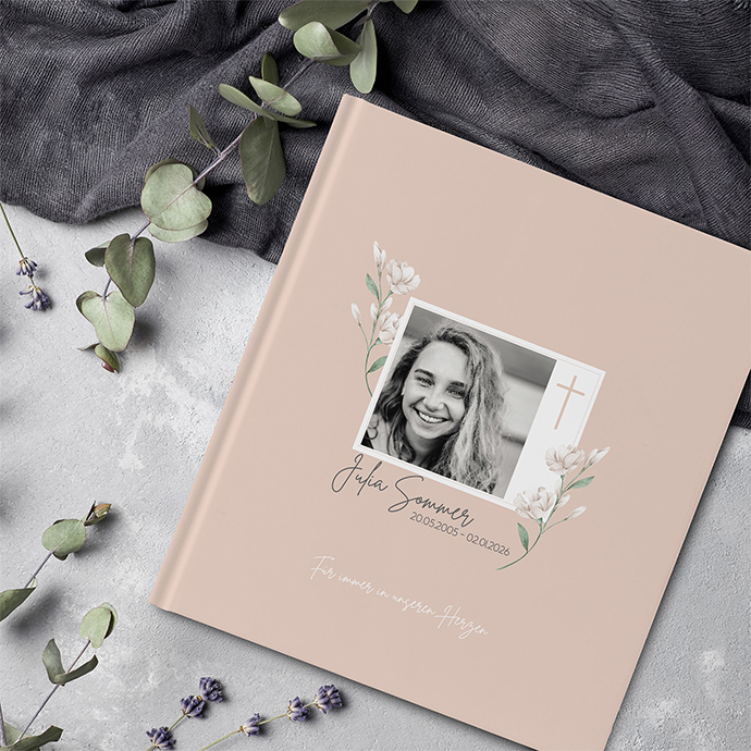 Kondolenzbuch -Neutral Florals