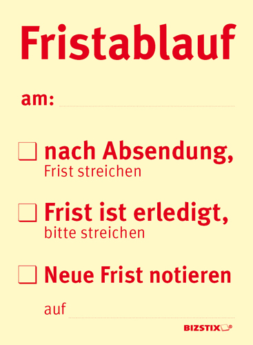 BIZSTIX® Business Haftnotizen "Fristablauf am"